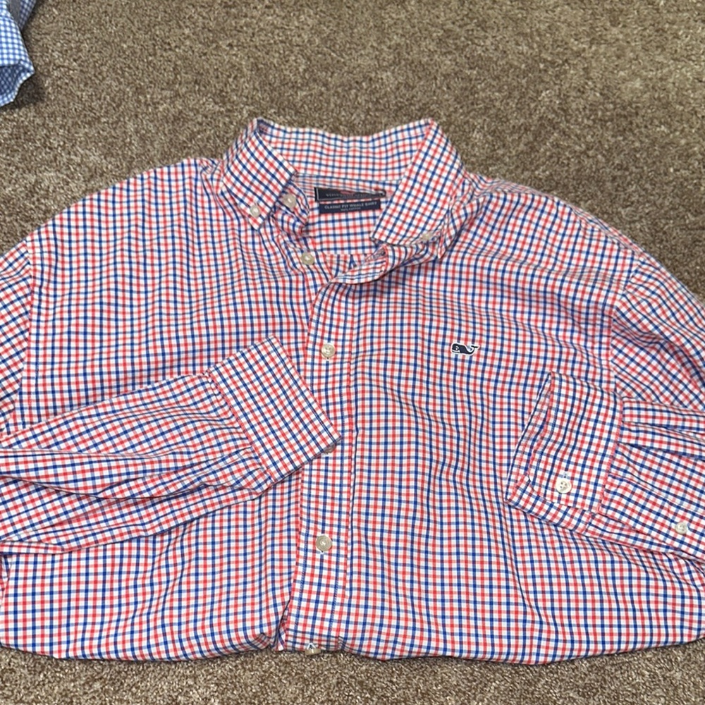 Vineyard Vines Red and Blue Plaid Shirt